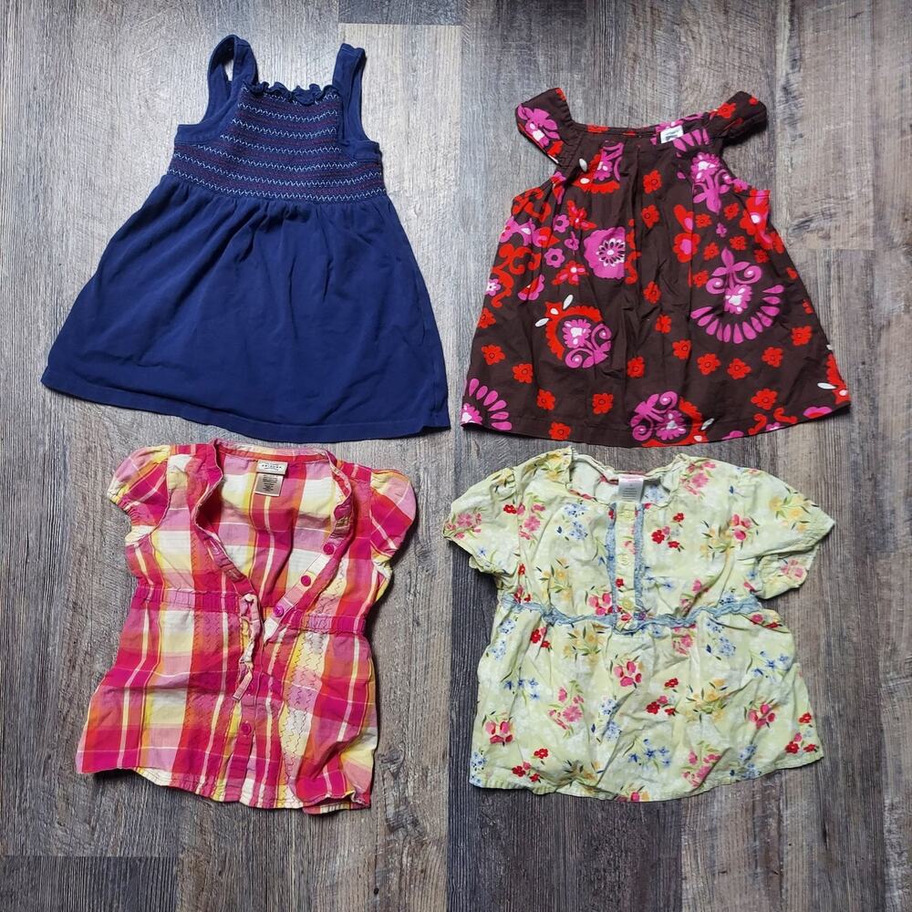 Gymboree Carter's Arizona J. Khaki Girls 4 4T Tops Bundle Floral Plaid 4 Pieces